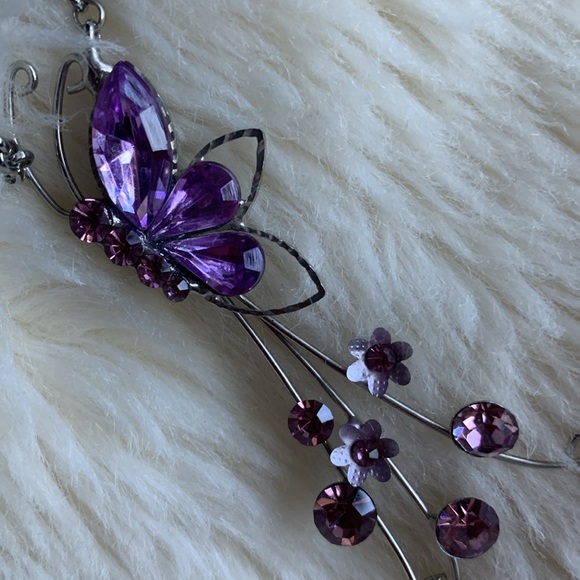 Purple jewel butterflies choker necklace - Picture 13 of 14